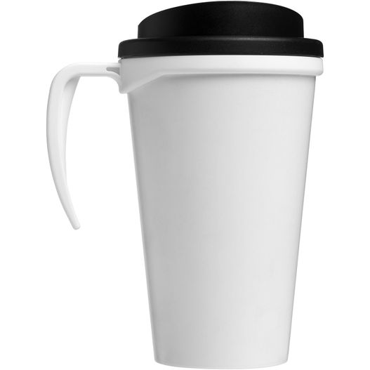 eine weiße kaffeetasse mit schwarzem deckel Brite-Ameriano® Grande 350 ml Isolierbecher (Bild 1)