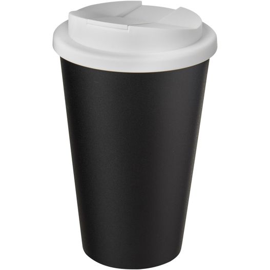 eine schwarze und weiße tasse mit einem deckel Americano® 350 ml Isolierbecher mit auslaufsicherem Schraubverschluss (Bild 1)