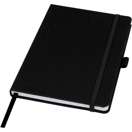 ein schwarzes notizbuch mit einem stift darüber Honua A5 Notizbuch aus recyceltem Papier mit Cover aus recyceltem PET (Bild 1)