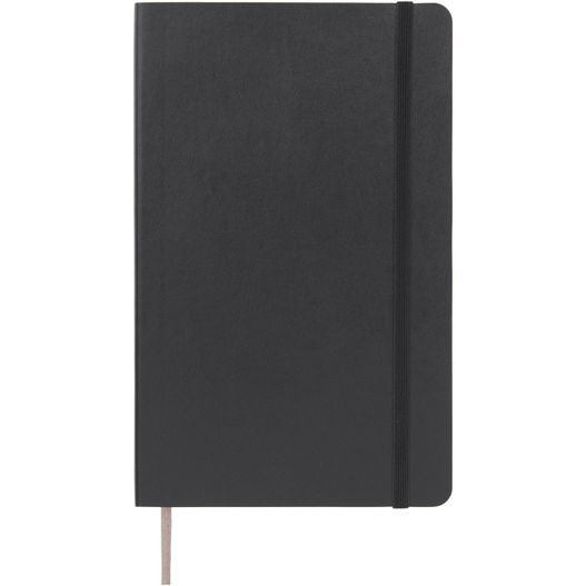 ein schwarzes notizbuch mit einem stift oben Moleskine Classic Softcover Notizbuch L – kariert (Bild 1)
