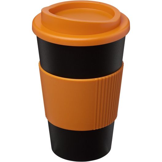 eine tasse mit einem deckel und einem schwarzen boden Americano® 350 ml Isolierbecher mit Schutzring (Bild 1)
