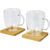 Manti 2-teiliger 350 ml doppelwandiger Glasbecher mit Bambusuntersetzer (Bild 1)