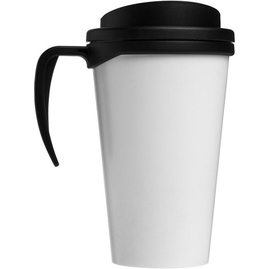 eine weiße tasse mit schwarzem deckel und griff Brite-Ameriano® Grande 350 ml Isolierbecher (Bild 1)