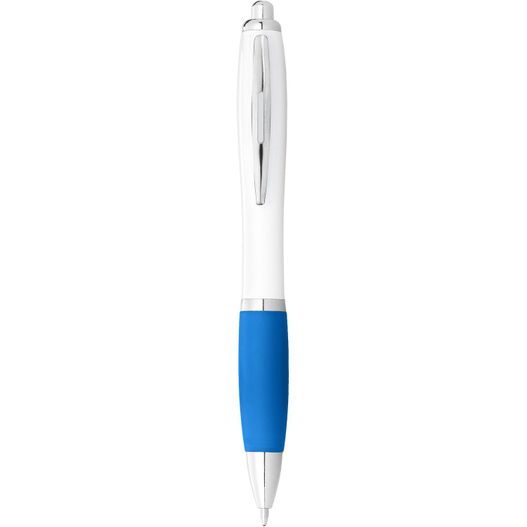 Produktabbildung Nash Kugelschreiber weiß mit farbigem Griff (blaue Mine) Nash Kugelschreiber weiß mit farbigem Griff (blaue Mine) (Bild 1)