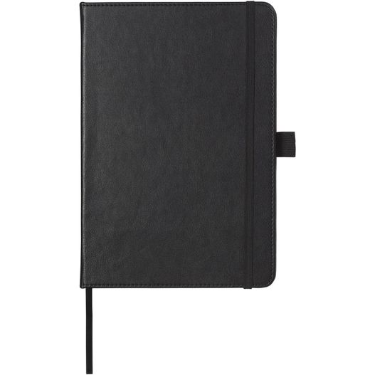 ein schwarzes notizbuch mit einem stift oben Bound A5 Notizbuch (Bild 1)