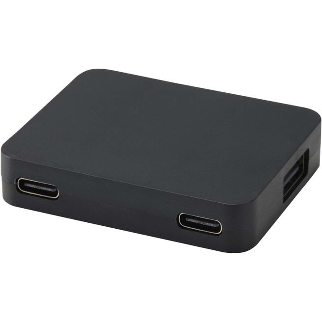 Gaia 4 Port USB Hub mit USB-A- und Typ-C-Ausgang und zwei Eingängen aus recyceltem Kunststoff