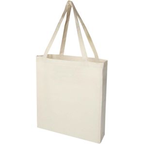 Madras 140 g/m² Baumwoll Tragetasche mit Seitenfalten aus GRS recycelter Baumwolle 12L