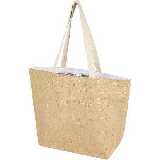 eine jutetasche mit weißem griff Juta 300 g/m² Jute Kühltragetasche 12 L (Bild 1)