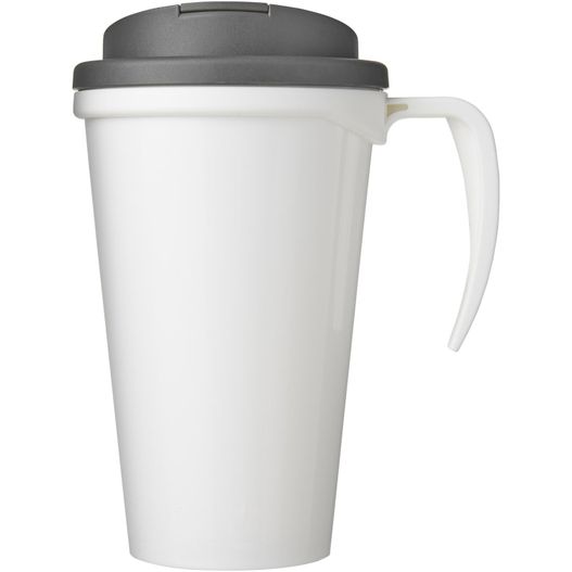 eine weiße kaffeetasse mit schwarzem deckel Brite-Ameriano® Grande 350 ml Isolierbecher mit auslaufsicherem Schraubverschluss (Bild 1)