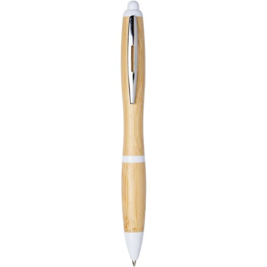 ein stift mit einem holzkörper und weißen spitze Nash Kugelschreiber aus Bambus (blaue Mine) (Bild 1)