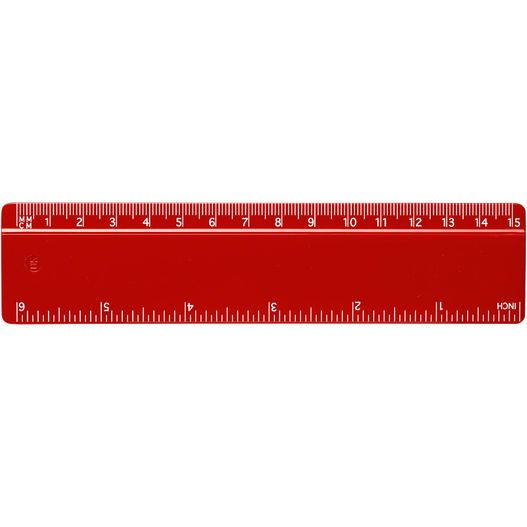 ein roter herrscher mit weißem hintergrund Refari 15 cm Lineal aus recyceltem Kunststoff (Bild 1)