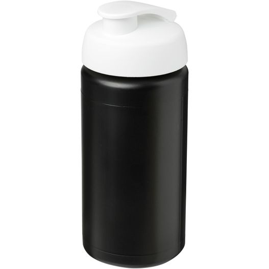 eine schwarze und weiße plastikwasserflasche mit weißem deckel Baseline® Plus grip 500 ml Sportflasche mit Klappdeckel (Bild 1)