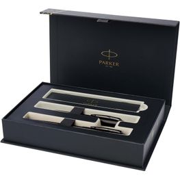 Parker IM achromatisches Kugelschreiber und Tintenroller Set mit Präsentbox (schwarze/blaue Mine)