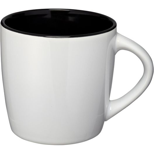 ein weißer kaffeebecher mit schwarzem rand Aztec 340 ml Keramiktasse (Bild 1)