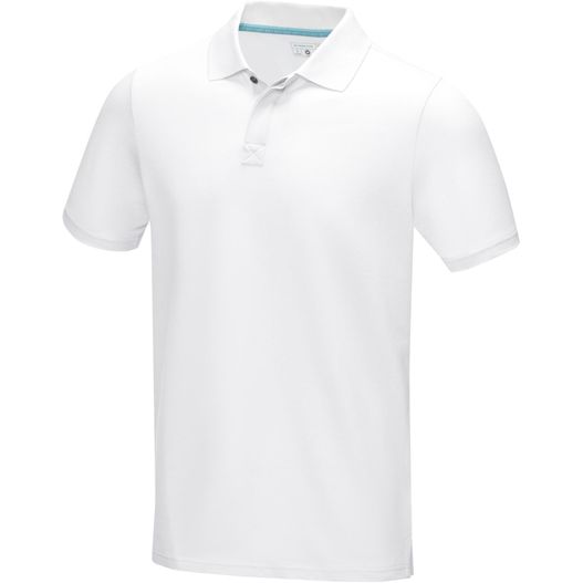 ein weißes poloshirt mit blauem kragen Graphite Poloshirt aus GOTS-zertifizierter Bio-Baumwolle für Herren (Bild 1)