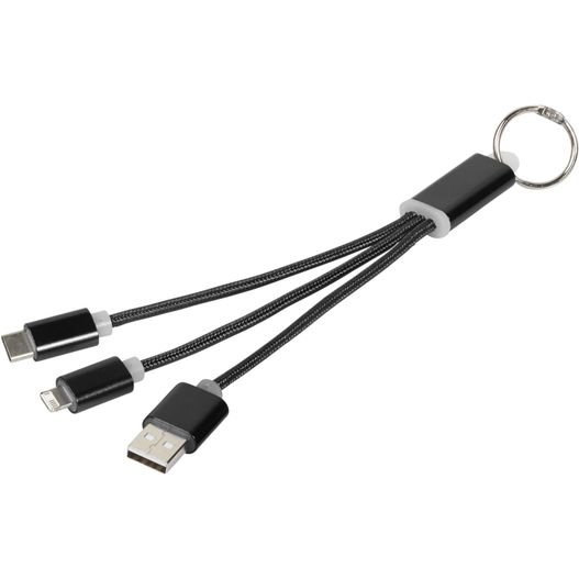 Metal 3-in-1 Ladekabel mit Schlüsselanhänger (Bild 1)