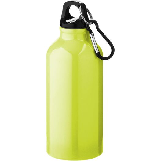 eine limette grüne wasserflasche mit einem karabiner Oregon 400 ml Aluminium Trinkflasche mit Karabinerhaken (Bild 1)