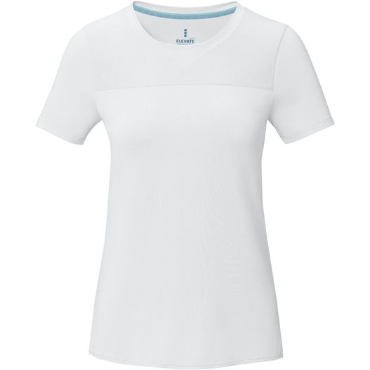 ein weißes hemd mit einem blauen trimm Borax Cool Fit T-Shirt aus recyceltem GRS Material für Damen (Bild 1)