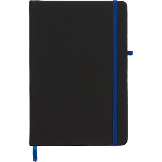 ein schwarzes notizbuch mit einem blauen streifen Noir A5 Notizbuch (Bild 1)