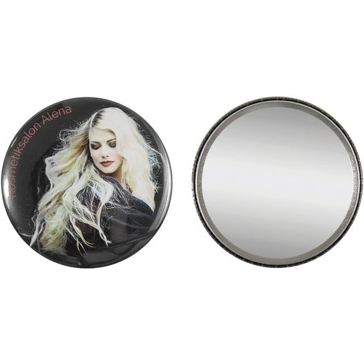 Produktabbildung Metallbutton 75mm mit Spiegel Metallbutton 75mm mit Spiegel (Bild 1)