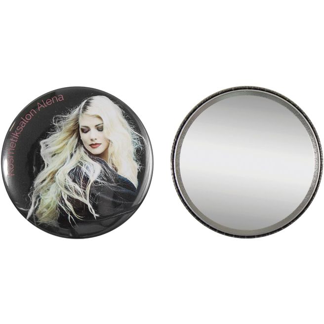Produktabbildung Metallbutton 75mm mit Spiegel Metallbutton 75mm mit Spiegel
