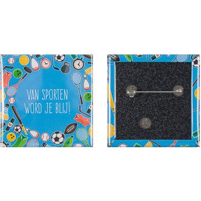 Quadratische Button 52mm mit doppelt gesicherter Nadel