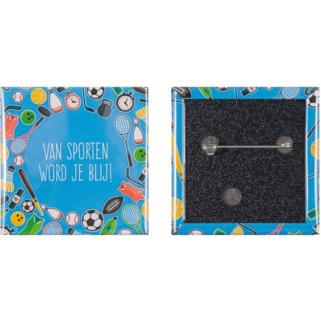 Quadratische Button 52mm mit doppelt gesicherter Nadel