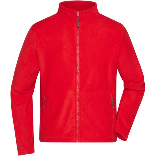 eine rote jacke mit reißverschluss vorne Men's Fleece Jacket - Fleecejacke mit Stehkragen im klassischen Design (Bild 1)