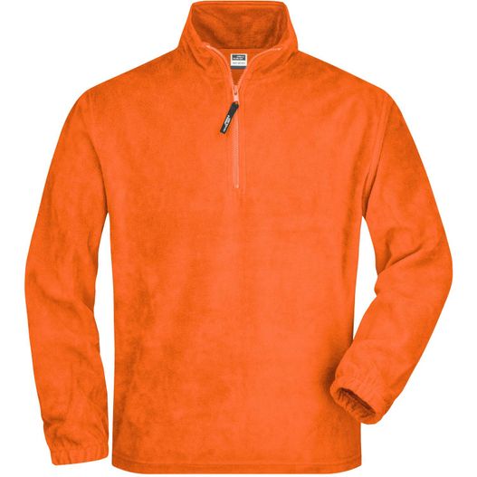 eine orangefarbene flötejacke mit reißverschluss Half-Zip Fleece - Sweatshirt in schwerer Fleece-Qualität (Bild 1)
