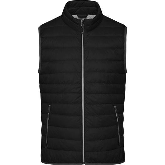 eine schwarze weste mit einem reißverschlusskragen Men's Down Vest - Leichte Daunenweste im klassischen Design (Bild 1)