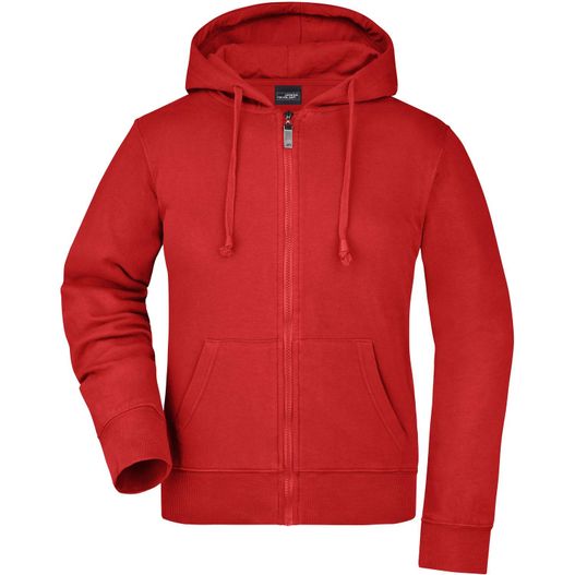 ein roter kapuzenpullover mit reißverschluss Ladies' Hooded Jacket - Kapuzenjacke aus formbeständiger Sweat-Qualität (Bild 1)