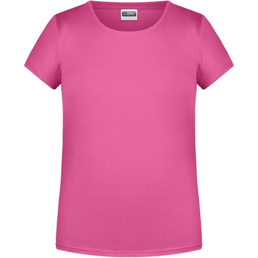 ein rosa t - shirt auf weißem hintergrund Girls' Basic-T - T-Shirt für Kinder in klassischer Form (Bild 1)