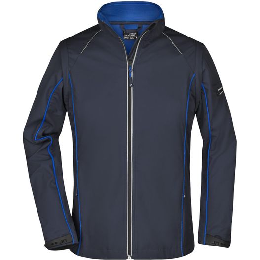 eine herrenjacke mit blauem reißverschluss Ladies' Zip-Off Softshell Jacket - 2 in 1 Jacke mit abzippbaren Ärmeln (Bild 1)