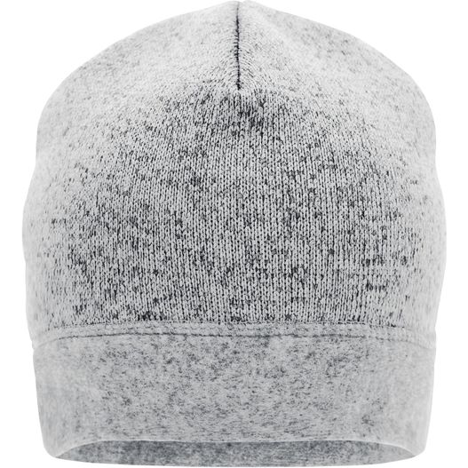 ein grauer hut mit weißem hintergrund Knitted Fleece Workwear Beanie - STRONG - - Strickmütze in Melange-Optik (Bild 1)