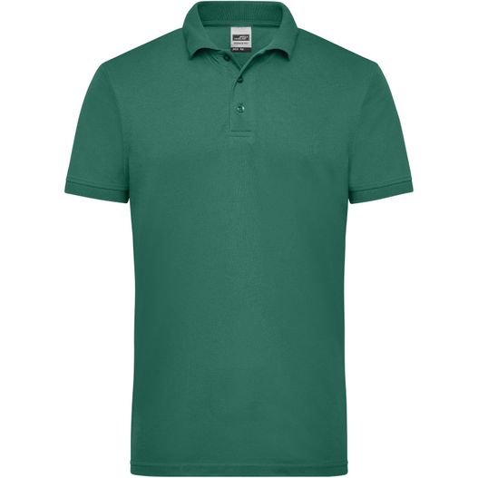 ein grünes poloshirt mit einem weißen logo auf der brust Men's Workwear Polo - Pflegeleichtes und strapazierfähiges Polo (Bild 1)