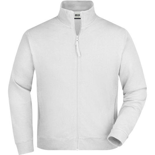 eine weiße jacke mit reißverschluss vorne Sweat Jacket - Klassische Sweatjacke aus French-Terry (Bild 1)