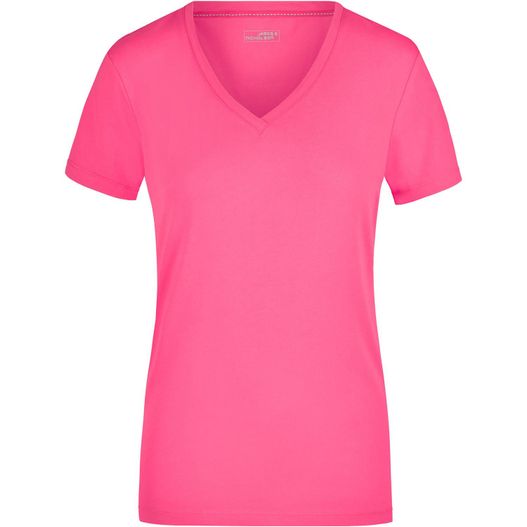 ein frauen rosa v - nackenshirt Ladies' Stretch V-T - T-Shirt aus weichem Elastic-Single-Jersey (Bild 1)