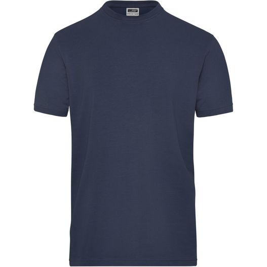 ein navy t - shirt mit einem weißen logo auf der brust Men's BIO Stretch-T Work - SOLID - - T-Shirt aus weichem Elastic-Single-Jersey (Bild 1)
