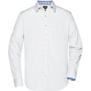 Men's Plain Shirt - Modisches Shirt mit Karo-Einsätzen an Kragen und Manschette