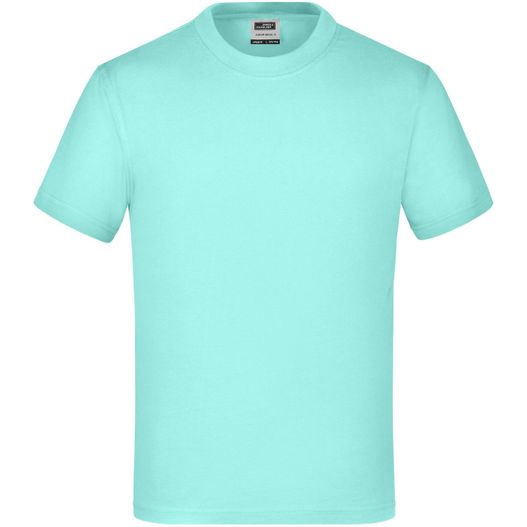 ein hellgrünes t-shirt mit einem weißen logo auf der brust Junior Basic-T - Kinder Komfort-T-Shirt aus hochwertigem Single Jersey (Bild 1)