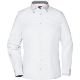 Ladies' Plain Shirt - Modisches Shirt mit Karo-Einsätzen an Kragen und Manschette