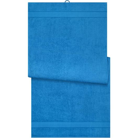 ein blaues handtuch auf einem weißen hintergrund gefaltet Bath Sheet - Badetuch im modischen Design (Bild 1)
