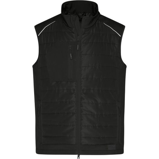 eine schwarze weste mit kapuze und reißverschluss Men's Hybrid Vest - Softshellweste im attraktiven Materialmix (Bild 1)