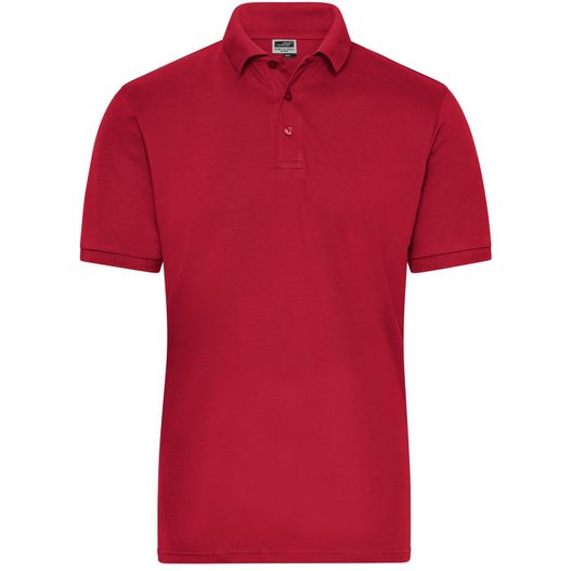 ein rotes poloshirt mit weißem kragen Men's BIO Stretch-Polo Work - SOLID - - Polo aus weichem Elastic-Piqué (Bild 1)