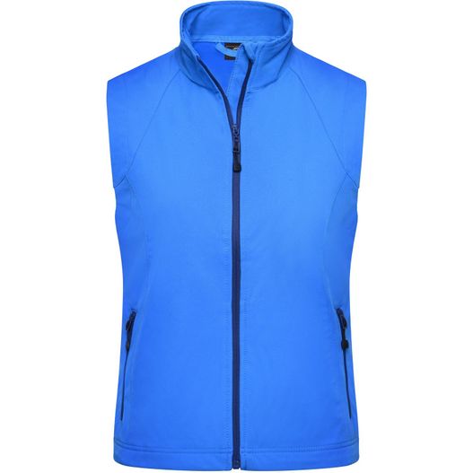 eine blaue weste mit einem reißverschluss und einem reißverschluss hinten Ladies' Softshell Vest - Modische Softshellweste (Bild 1)