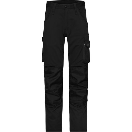 eine schwarze hose mit taschen und einem reißverschluss Workwear Stretch-Pants Slim Line - Spezialisierte Arbeitshose in schmaler Schnittführung mit elastischen Einsätzen und funktionellen Details (Bild 1)