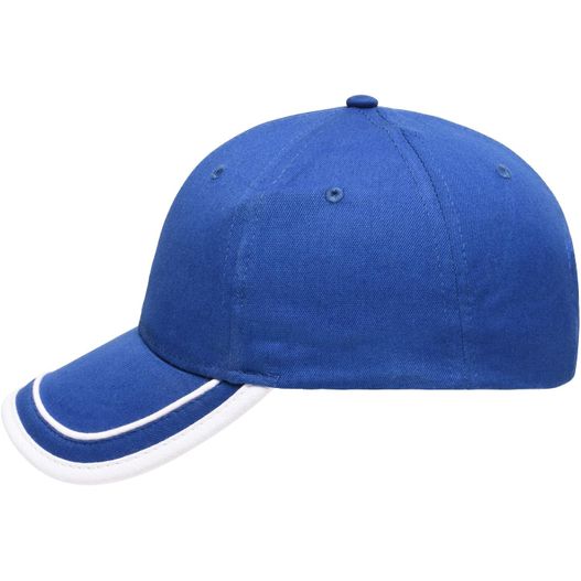 eine blaue baseballkappe mit einem weißen streifen 6 Panel Piping Cap - Brushed 6 Panel Cap (Bild 1)