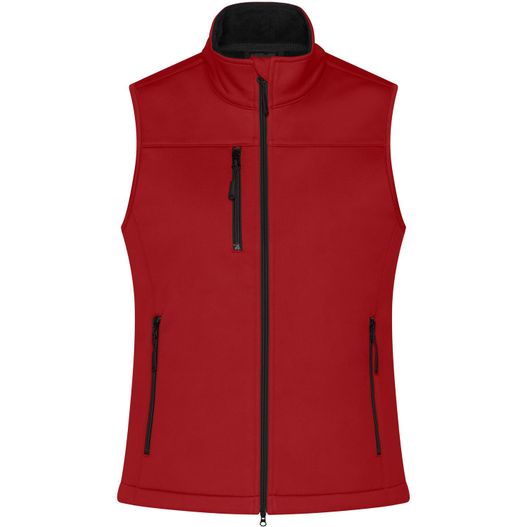 eine rote weste mit einem reißverschluss und einem schwarzen reißverschluss Ladies' Softshell Vest - Klassische Softshellweste im sportlichen Design aus recyceltem Polyester (Bild 1)