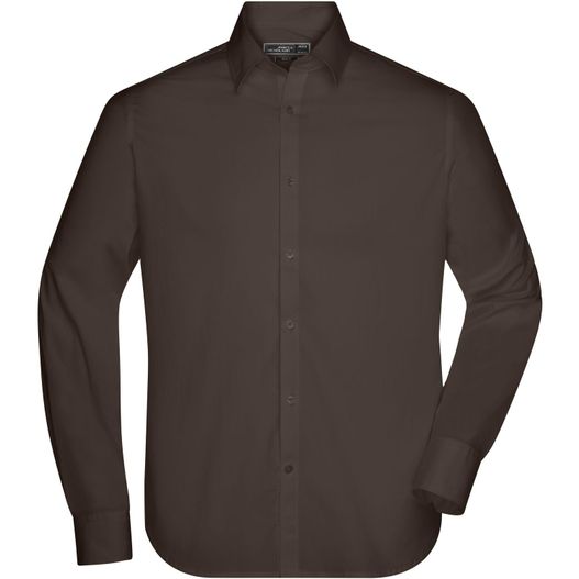 ein braunes hemd mit langem ärmel Men's Shirt Slim Fit Long - Modisch tailliertes Cityhemd und Damenbluse (Bild 1)