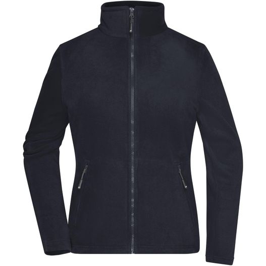 die frauen fliehjacke ist in schwarz gezeigt Ladies' Fleece Jacket - Fleecejacke mit Stehkragen im klassischen Design (Bild 1)